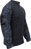 Midnight Digital Camo - Tactical Combat Shirt Paintball Airsoft Base Layer Top - Men's