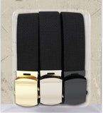 Black Military Web Belts 100% Cotton Adjustable Belt with Slider Buckle 54