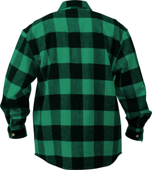 Green Plaid - Extra Heavyweight Buffalo Plaid Flannel Shirt