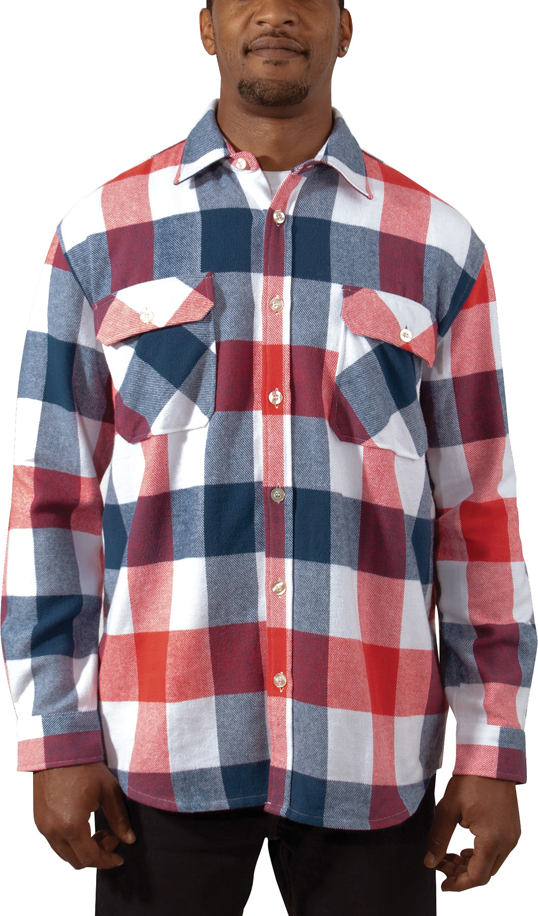 Red / White / Blue Plaid Extra Heavyweight Buffalo Plaid Flannel Shirt