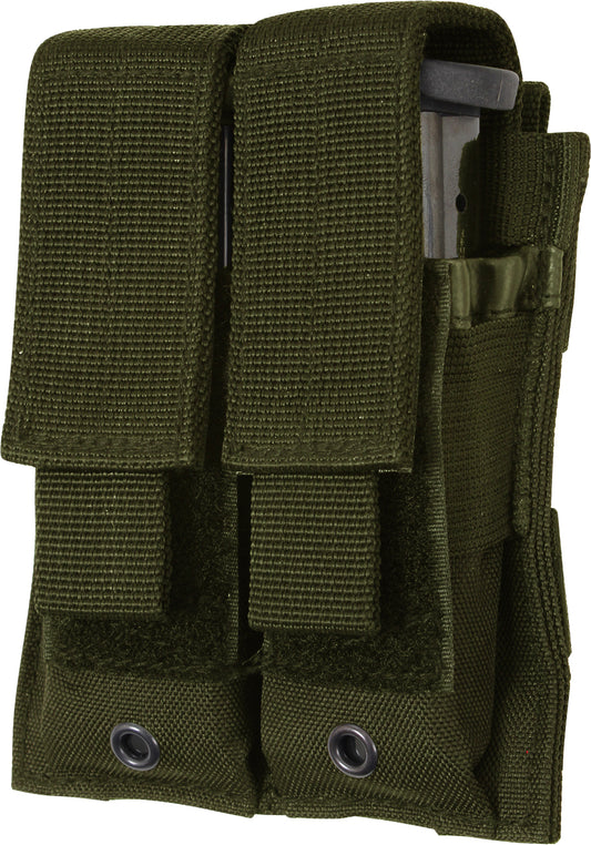 OLIVE- Tactical MOLLE Double 9MM Pistol Mag Pouch