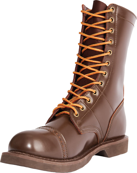 Brown Leather Jump Boots Military Tactical Combat Boots 10 Inch Duty Boots Oil Resistant