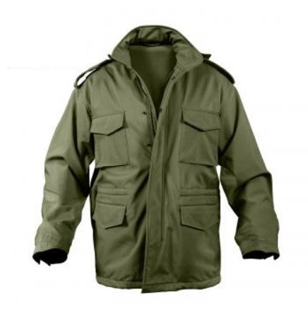Olive Drab - Tactical Soft Shell M-65 Field Jacket - Waterproof Poly Material - Fatigue Coat