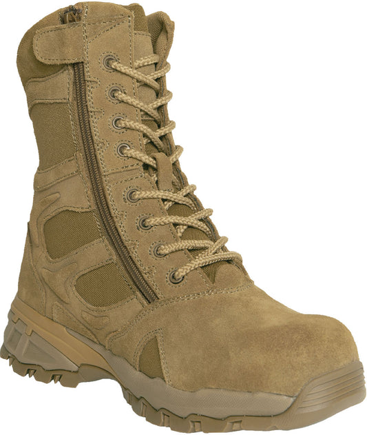 Coyote Brown - 8" Forced Entry Composite Toe Side Zip Tactical Boot