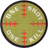 Olive Drab Military One Shot One Kill Patch With Hook Back 3.25