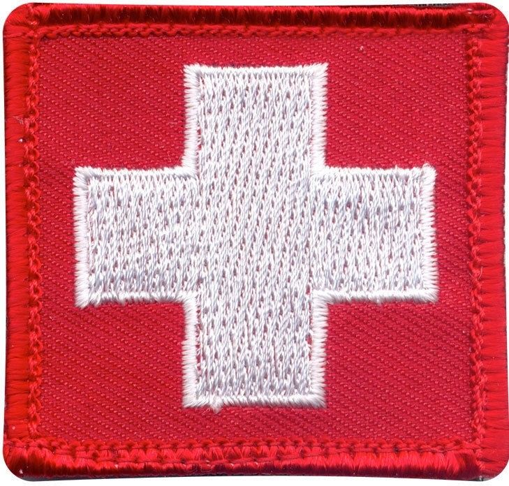 White Cross Red Embroidered Morale Patch 1-7/8