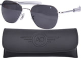American Optical AO Eyewear Chrome Aviators 55mm Grey Lenses Polarized Air Force Pilot Sunglasses
