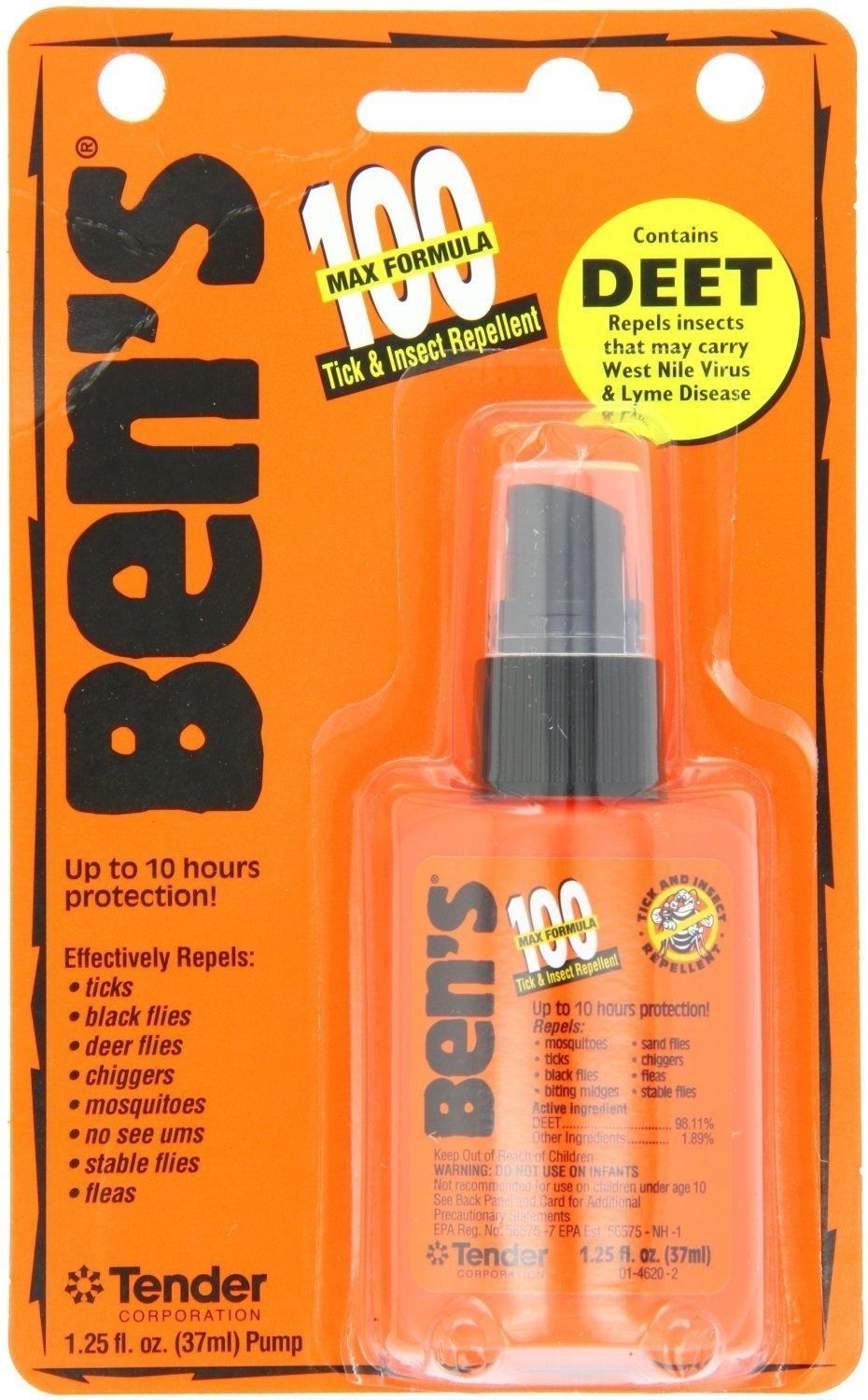 Ben's Military 100% Deet Tick & Insect Repellent Spray Pump 1.25oz