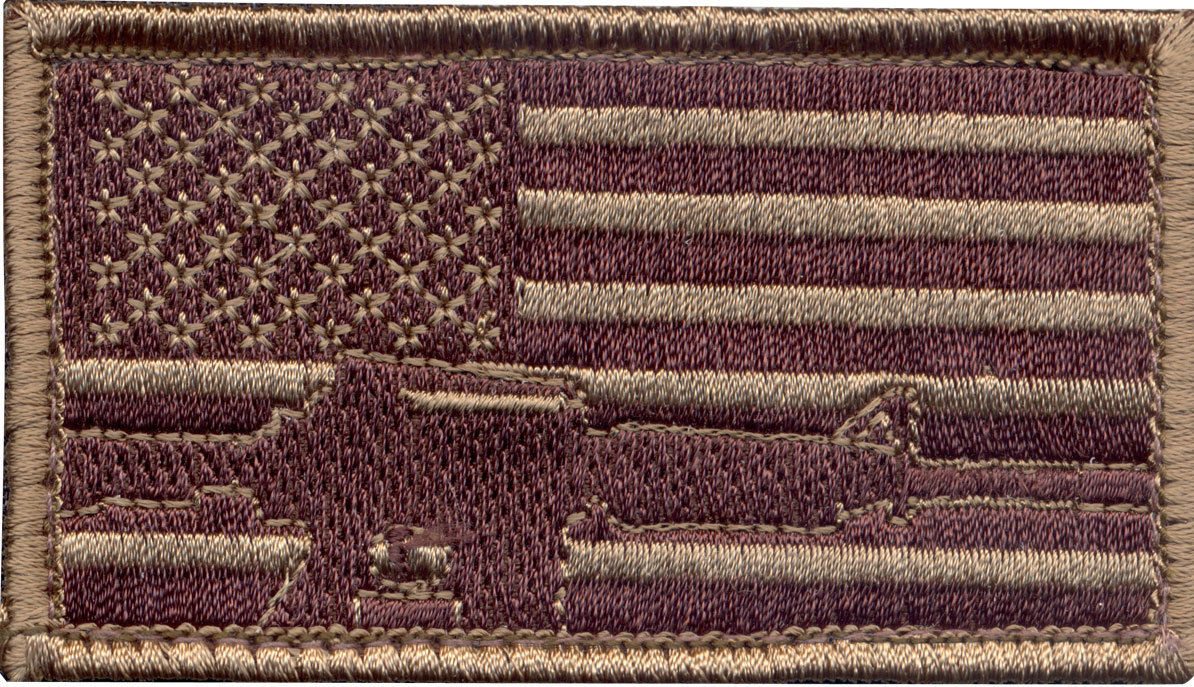 Subdued US Flag and Rifle Embroidered Patch 1-7/8