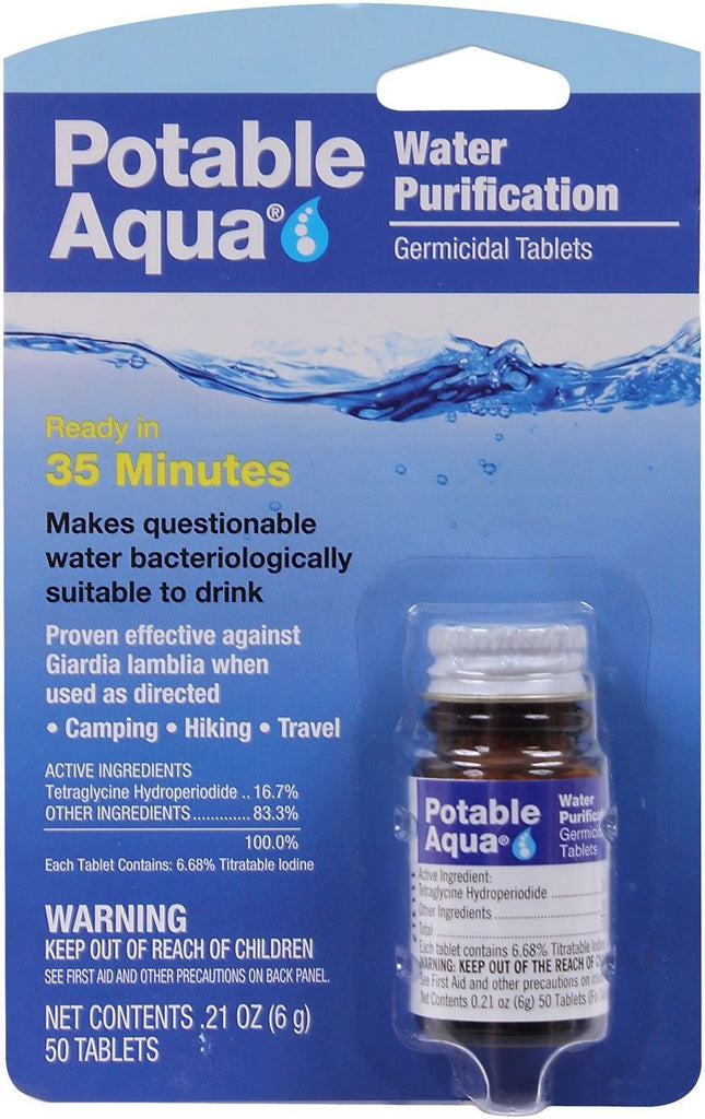 Potable Aqua Water Purification Tablets 50 Pack Galaxy Army Navy