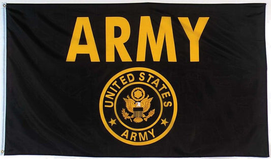 US Army Black & Gold Epluribus Unum Army Seal Logo Outdoors Flag, 3' x 5'