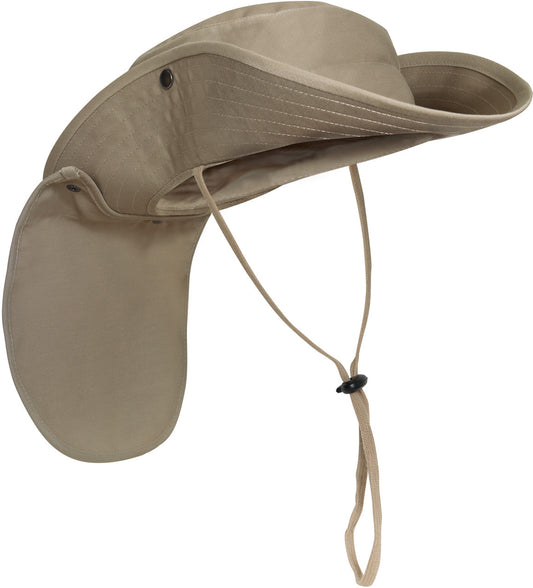 Khaki - Adjustable Tactical Boonie Hat with Neck Protection