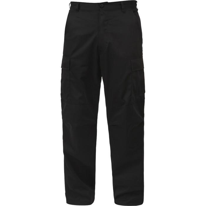 Black - Tactical BDU Pants Cargo Fatigues - 100% Cotton Rip-Stop - Button Fly
