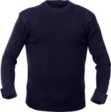 Navy Blue - Military Style Commando Acrylic Crewneck Sweater