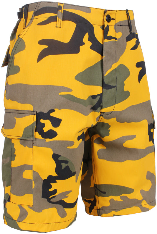 Stinger Yellow Camouflage - Tactical Cargo BDU Shorts - Polyester Cotton Twill - Button Fly