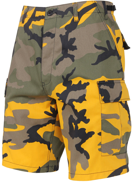 Stinger Yellow Camouflage - Tactical Cargo BDU Shorts - Polyester Cotton Twill - Button Fly