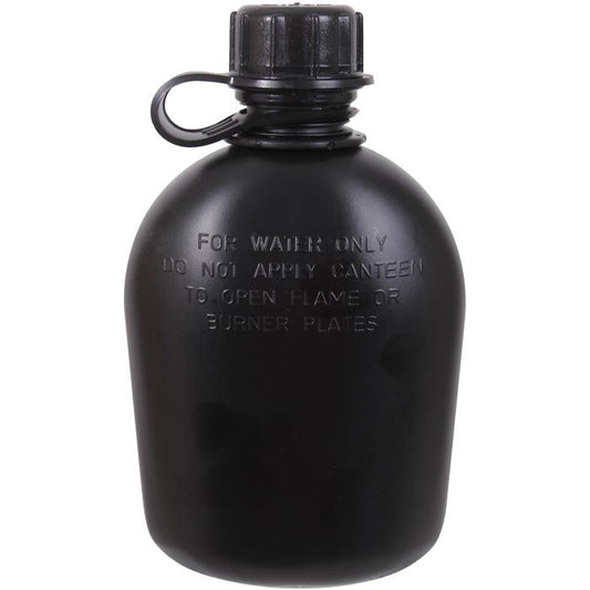 Black - Genuine GI 3 Piece 1 Quart Canteen - Plastic USA Made