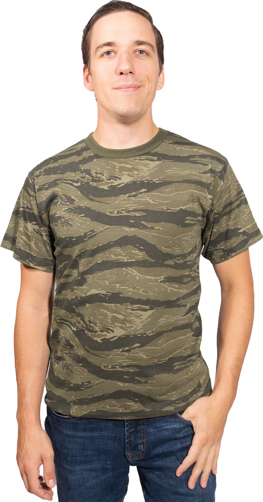 Tiger Stripe Camo - Tactical Short Sleeve Vintage T-Shirt, Poly/Cotton
