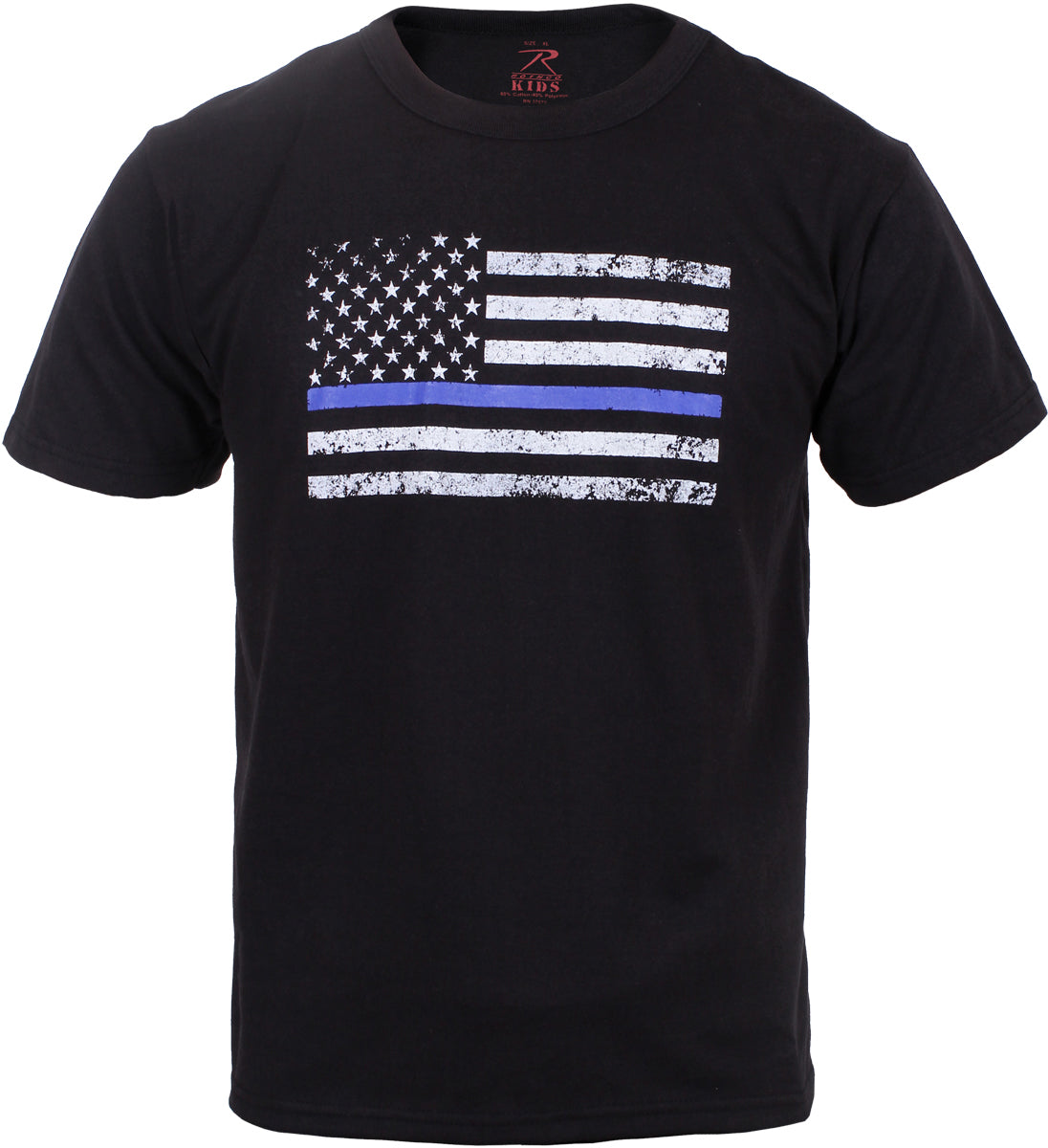 Black - Kids Thin Blue Line US Flag T-Shirt