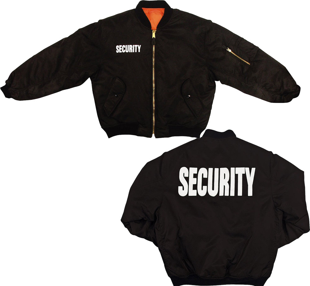 Official Security Uniform Black Jacket Officer Guard MA-1 Bomber Flight Coat  - Galaxy Army Navy