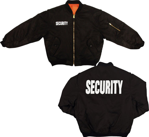 Rothco MA-1 Flight Jacket with Security Print - Black, 4XL