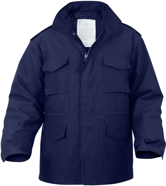 Navy Blue - Tactical M-65 Field Jacket Army Coat M65 - Poly/Cotton Twill - with Removeable Liner