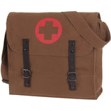 Brown - Vintage Medic Shoulder Bag With Red Cross Emblem