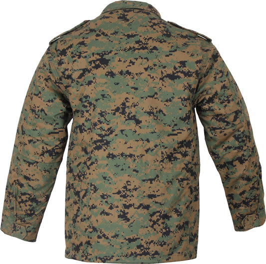 Woodland Digital Camo - Tactical M-65 Field Jacket Army Coat M65 - Poly/Cotton Twill - with Removeable Liner
