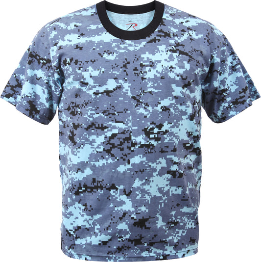 Sky Blue Digital Camo - Tactical Short Sleeve T-Shirt, Poly/Cotton