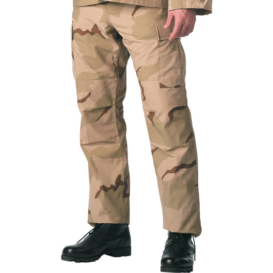Tri-Color Desert Camouflage - Tactical BDU Pants Cargo Fatigues - Poly/Cotton Twill - Button Fly