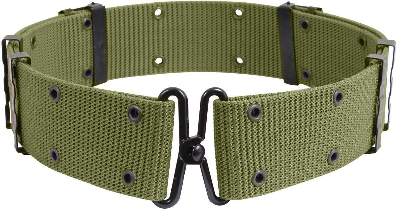 Olive Drab - Army Style Pistol Belt with Metal Buckle (Nylon)