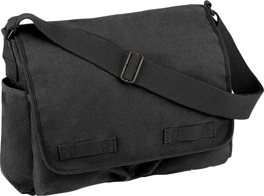 Rothco Vintage Canvas Messenger Bag Heavy-Duty Cotton Canvas Crossbody Shoulder Bag, Charcoal Grey