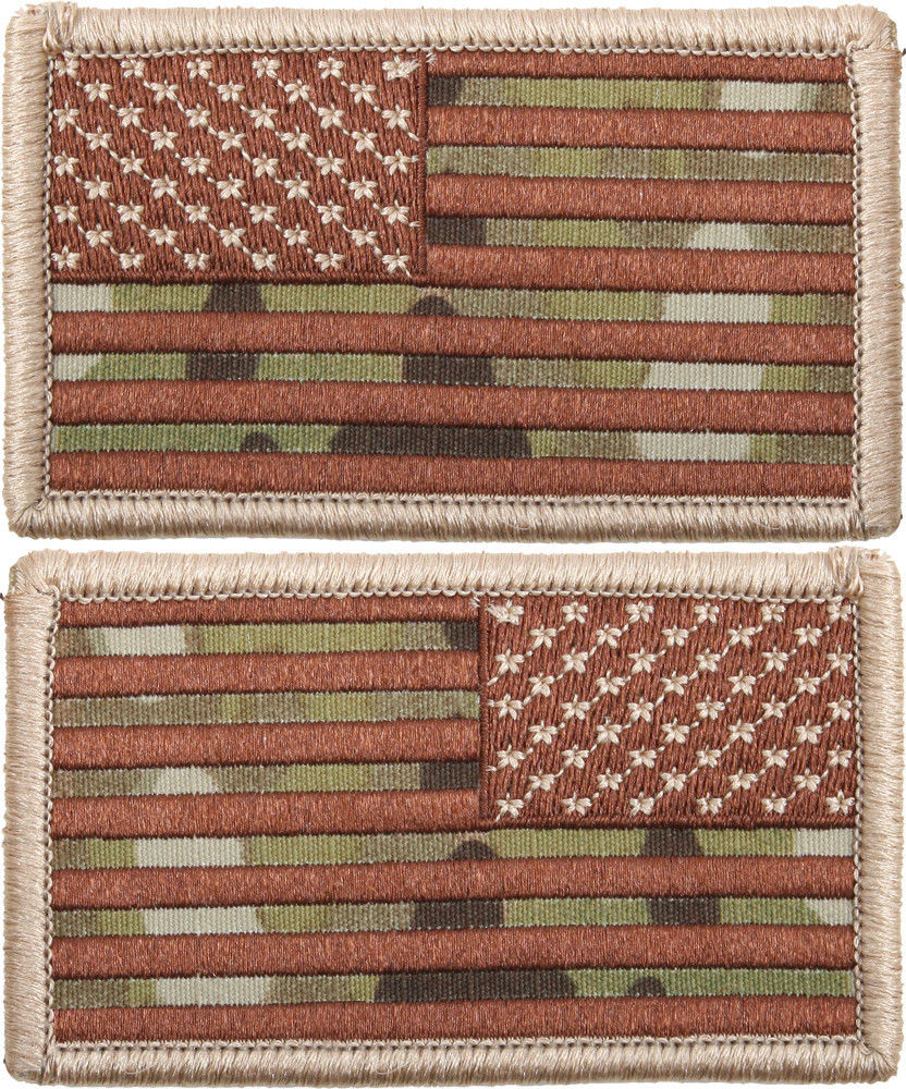 Multi Cam USA Flag Military Hook & Loop American Flag Patch SET - 2 PATCHES!  - Galaxy Army Navy