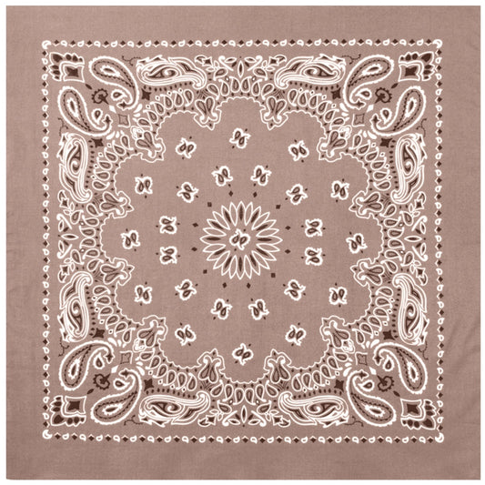 Khaki - Jumbo Trainmen Paisley Bandana, 100% Cotton, 27" x 27"