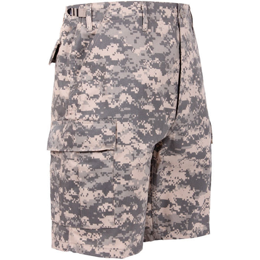 ACU Digital Camo - Tactical Cargo BDU Shorts - Polyester Cotton Twill - Button Fly