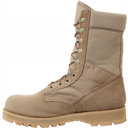 Desert Tan Sierra Lug Sole Military Desert Boots - 8 Inch Leather & Cordura Tactical Combat Boots