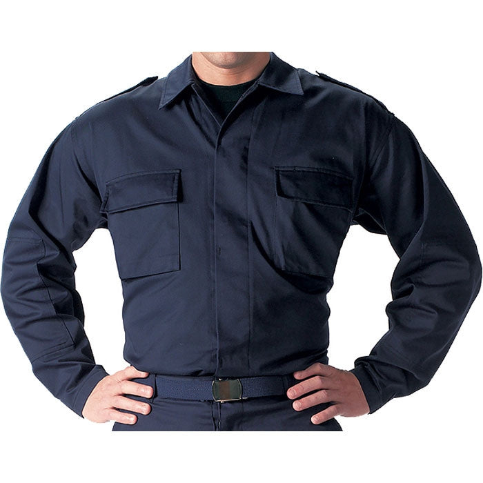 Navy Blue - Long Sleeve BDU Tactical Shirt - Polyester Cotton Twill