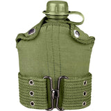 Olive Drab - Military GI Style 1 Quart Plastic Canteen with Pistol Belt Kit