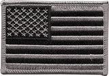 Black Silver - US Flag Sew On Patch