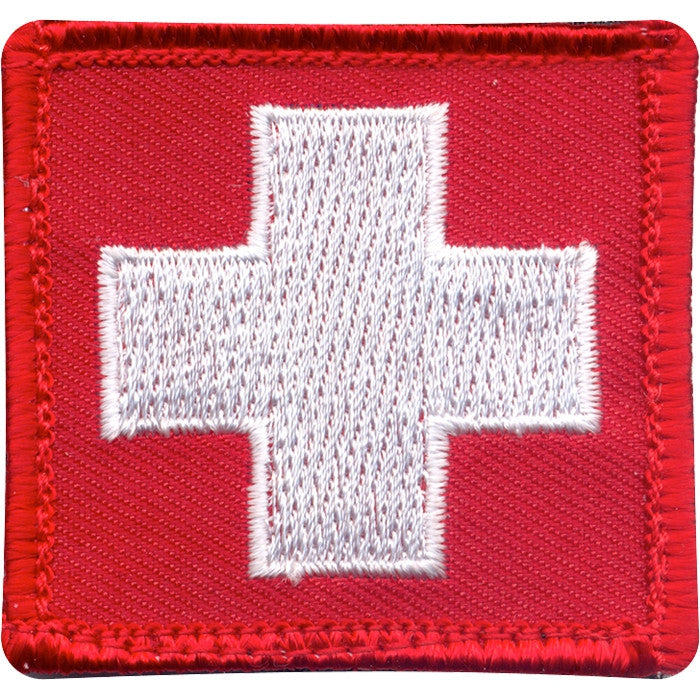 White Cross on Red Patch with Hook Back - Galaxy Army Navy
