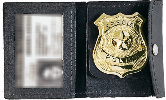 Black Leather Law Enforcement ID and Badge Holder Police Security Credential Wallet