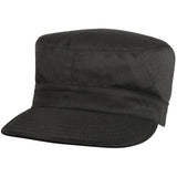 Black Military Fatigue Cap Polyester Cotton Fitted Hat