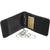 Black Leather Bi-Fold ID Holder & Neck Chain Clear PVC Pocket Wallet