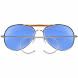 Blue Lenses - US Air Force Style Aviator Sunglasses with Case
