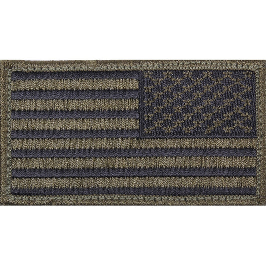 Olive Drab Black - Reversed US Flag Patch with Hook and Loop Closure