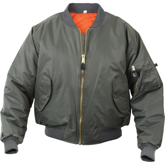 Sage Green - Air Force MA-1 Flight Jacket Bomber US Military Style Reversible Coat