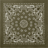 Olive Drab - Jumbo Trainmen Paisley Bandana, 100% Cotton, 27