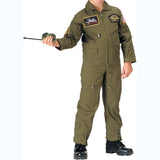 Olive Drab - Kids Top Gun Flight Coveralls with Patches