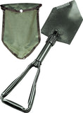 Olive Drab - Heavy Duty Deluxe Tri-Fold Shovel with Cover