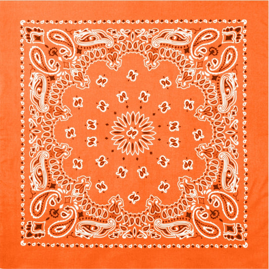 Orange - Trainmen Paisley Bandana, 100% Cotton, 22" x 22"